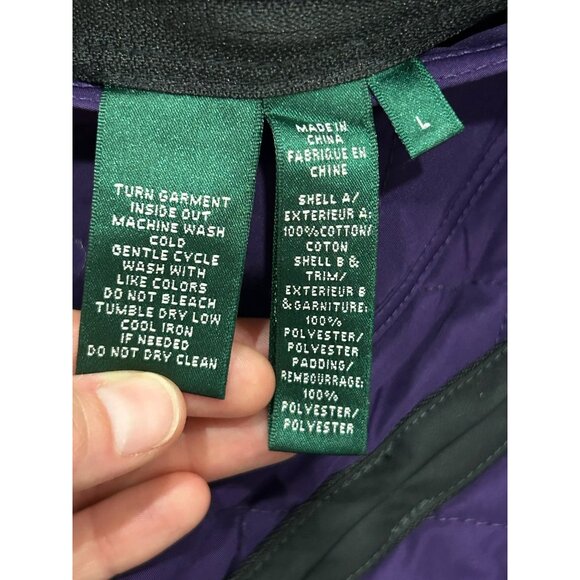 Lauren Ralph Lauren Reversible Quilted Vest Equestrian Print Purple Side Size L - Picture 6 of 11